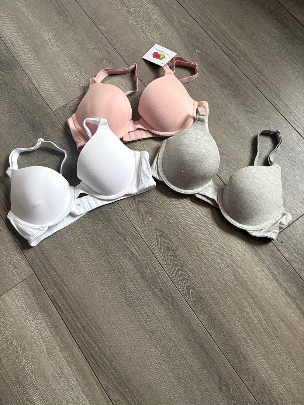Fruit of the Loom Smooth Molded Bras - Pink, White & Gray XS198
